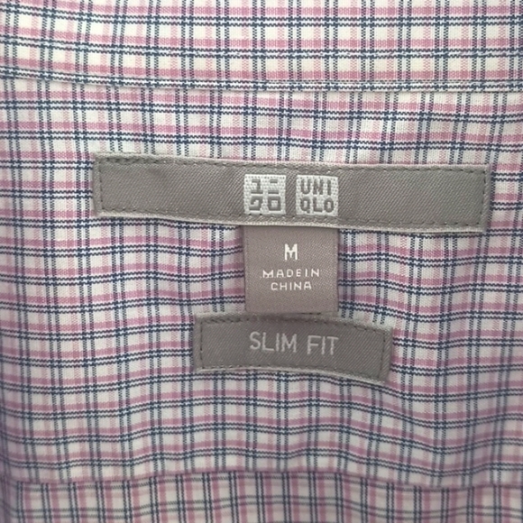Uniqlo plaid cotton button down shirt slim fit size M - Picture 2 of 8